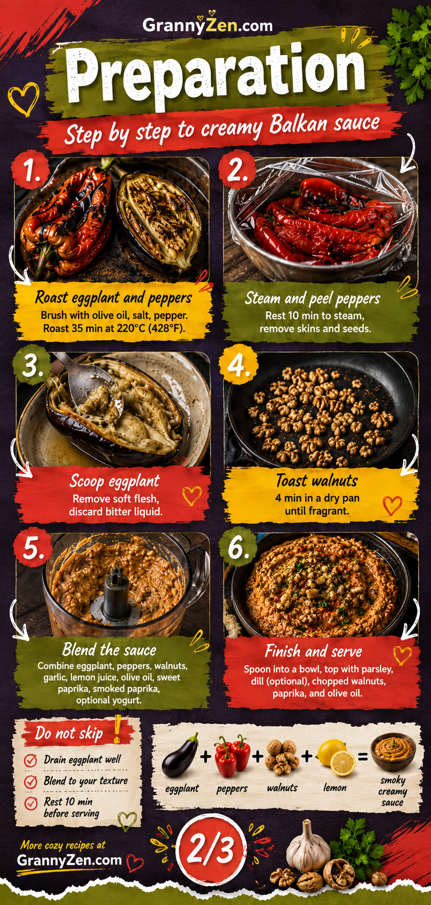 Image for recipe: Balkan Roasted Eggplant Pepper Walnut Sauce 🍆✨