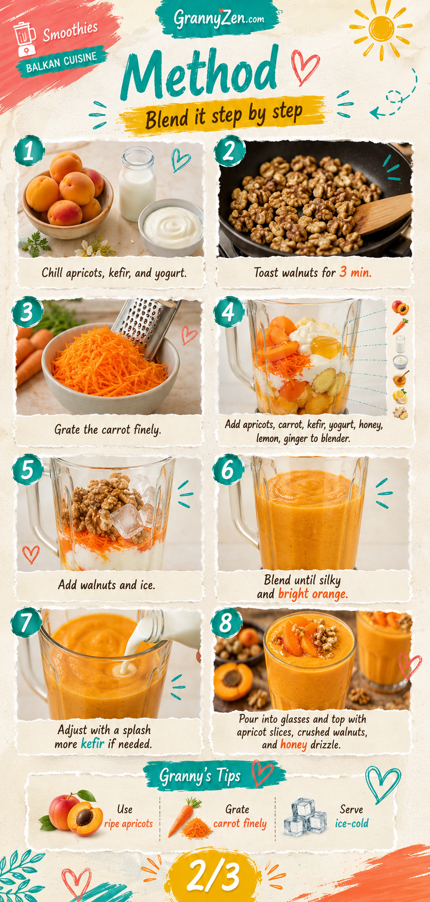 Image for recipe: Balkan Apricot Carrot Kefir Smoothie with Honey Ginger 🥕✨