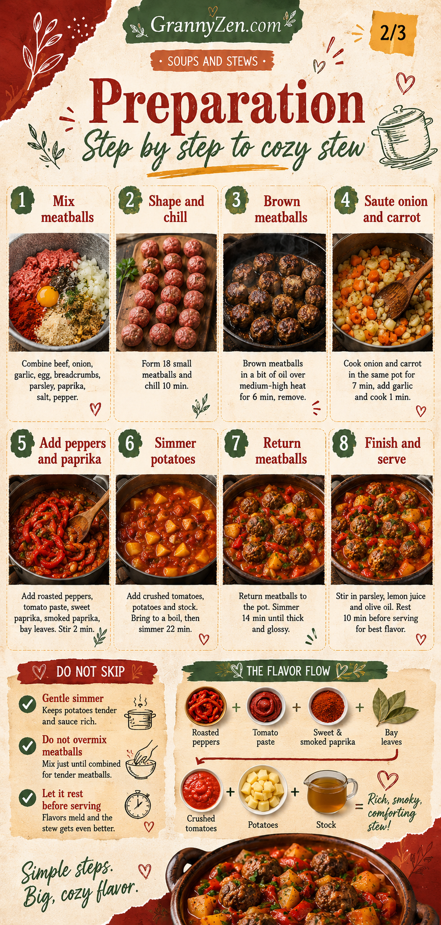 Image for recipe: Balkan Roasted Pepper Meatball Stew with Potatoes 🍲✨