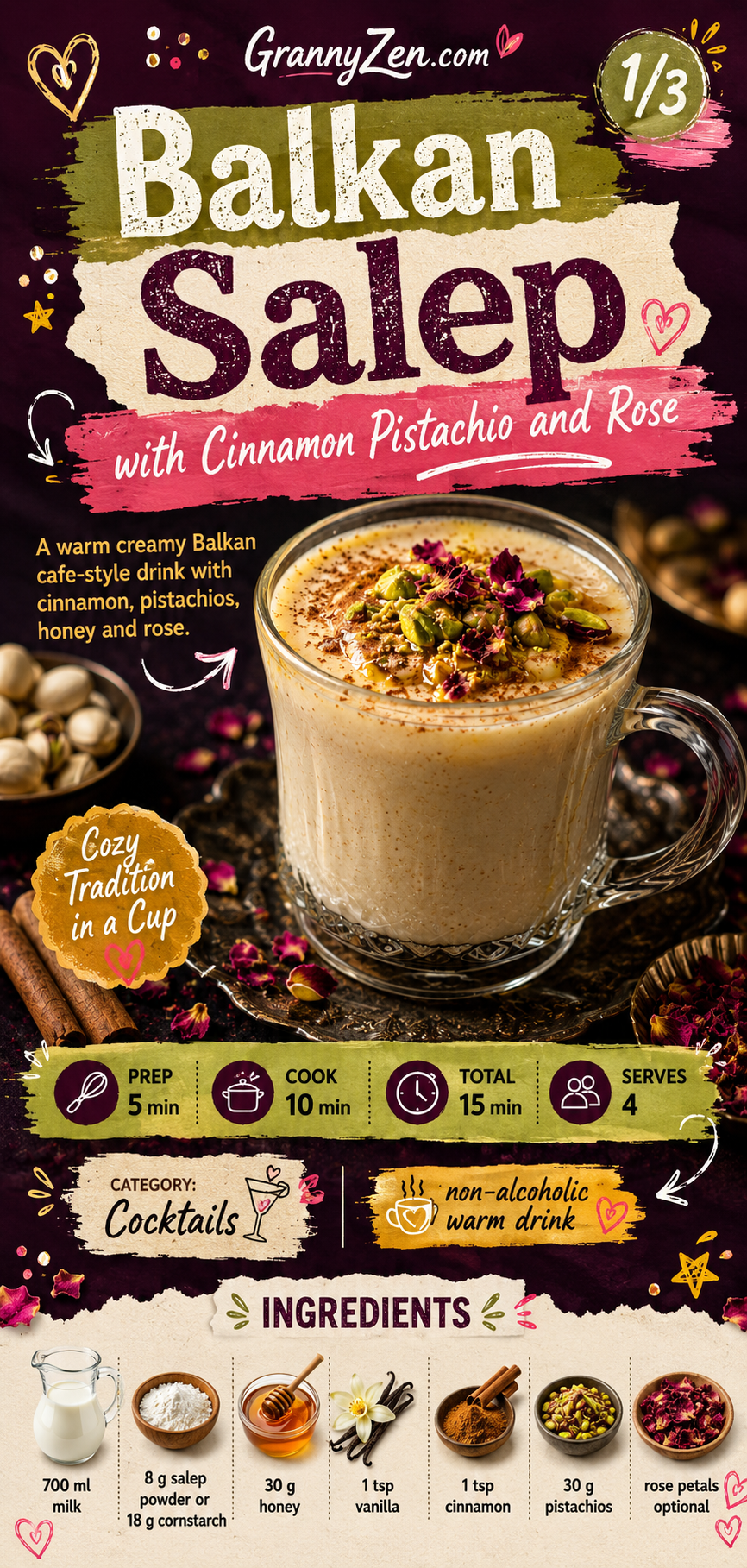 Image for recipe: Balkan Salep with Cinnamon Pistachio and Rose ☕✨