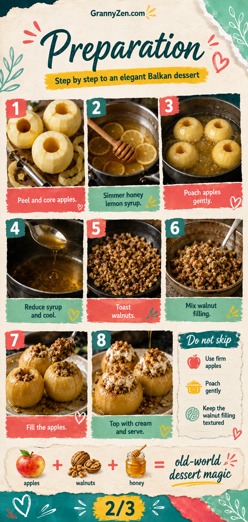 Image for recipe: Balkan Walnut Stuffed Apples Tufahije 🍎✨