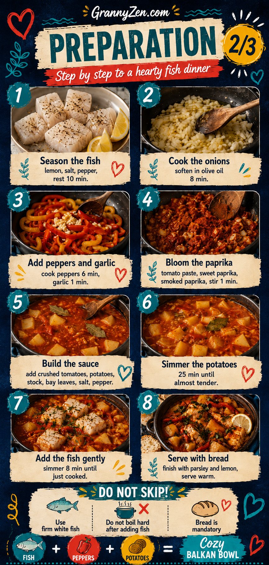 Image for recipe: Balkan River Fish Paprikash with Potatoes and Peppers 🐟✨