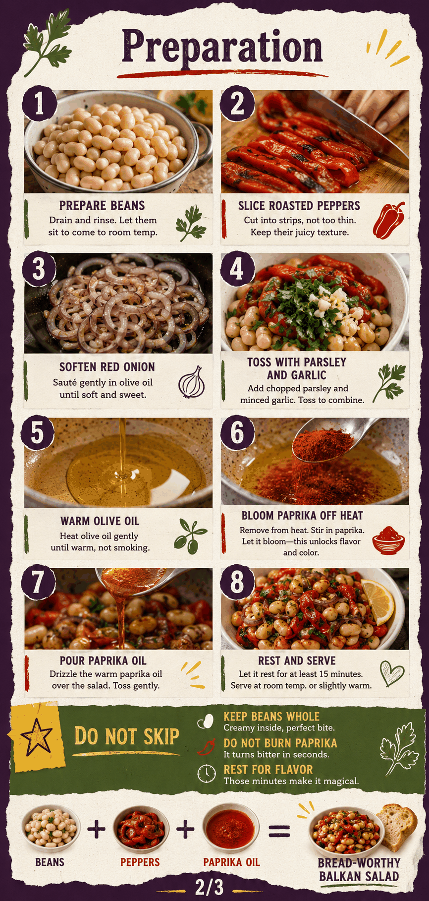 Image for recipe: Balkan Roasted Pepper White Bean Salad with Paprika Oil 🫘✨