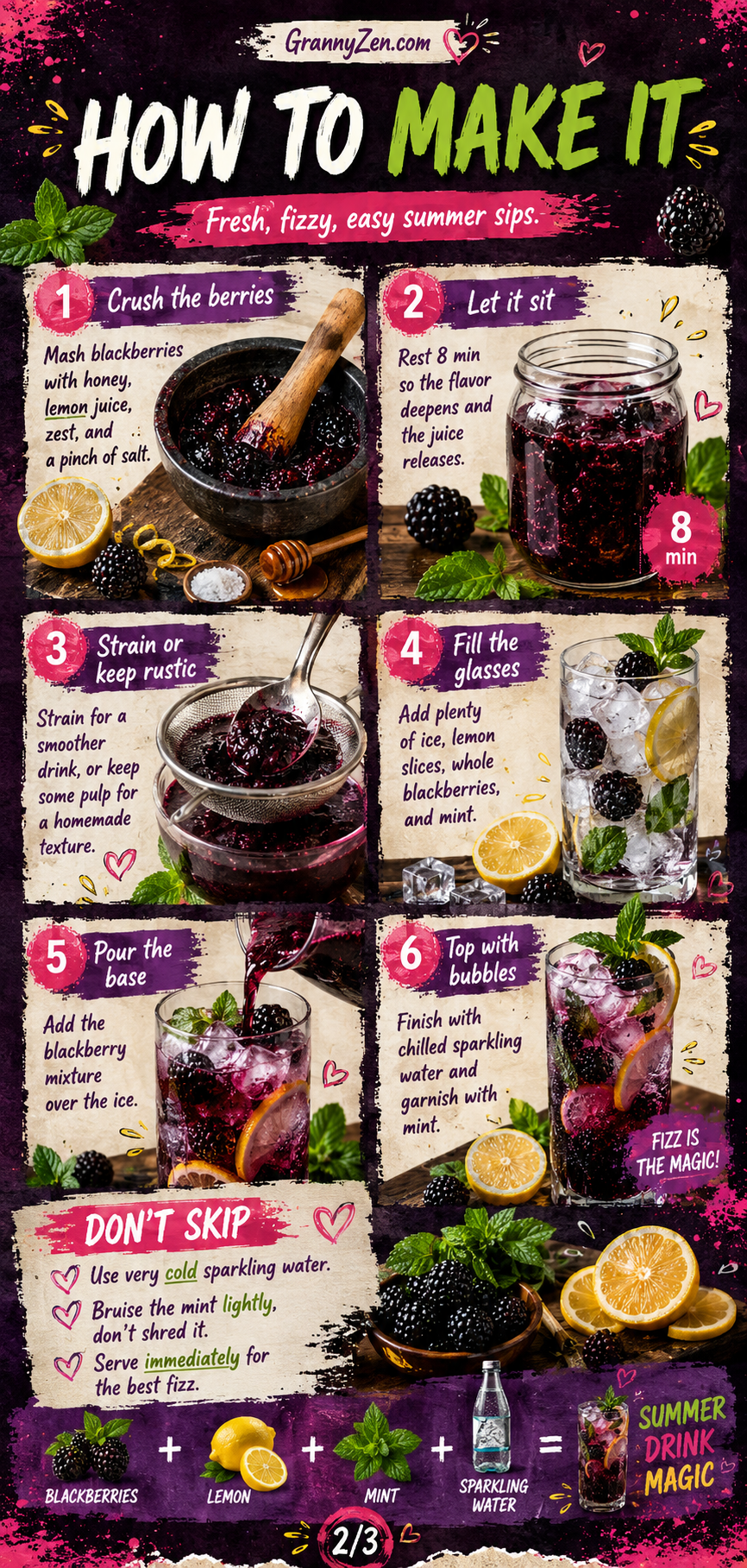 Image for recipe: Balkan Blackberry Mint Lemon Fizz 🫐✨
