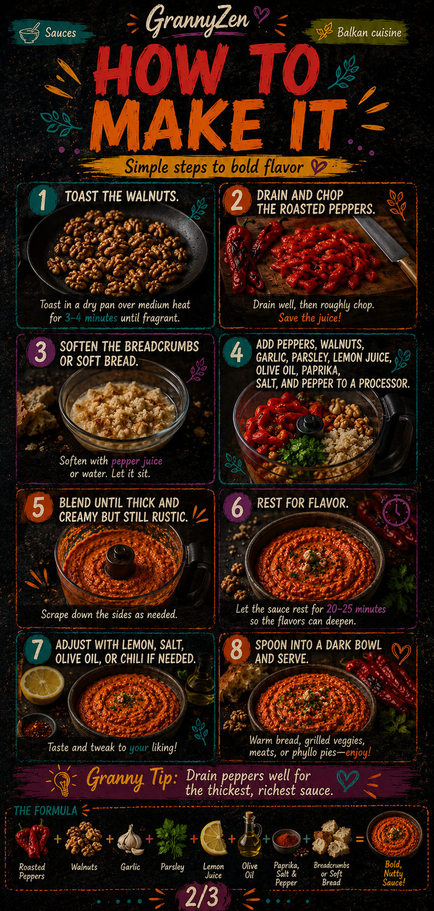 Image for recipe: Balkan Roasted Pepper Walnut Garlic Sauce 🫑✨