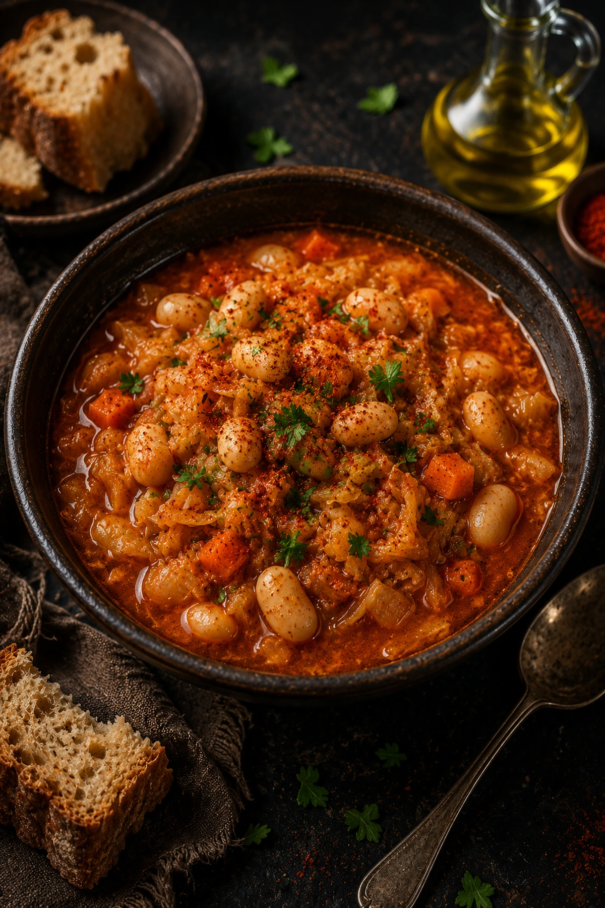 Balkan Sauerkraut White Bean Stew with Smoked Paprika 🫘✨