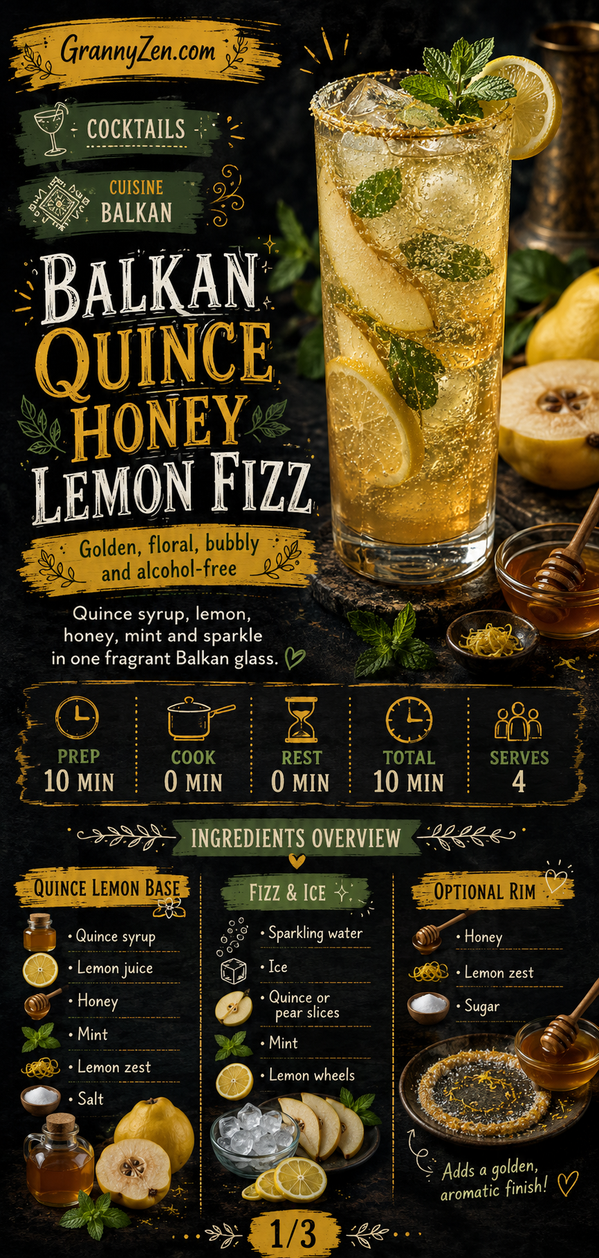 Image for recipe: Balkan Quince Honey Lemon Fizz 🍐✨