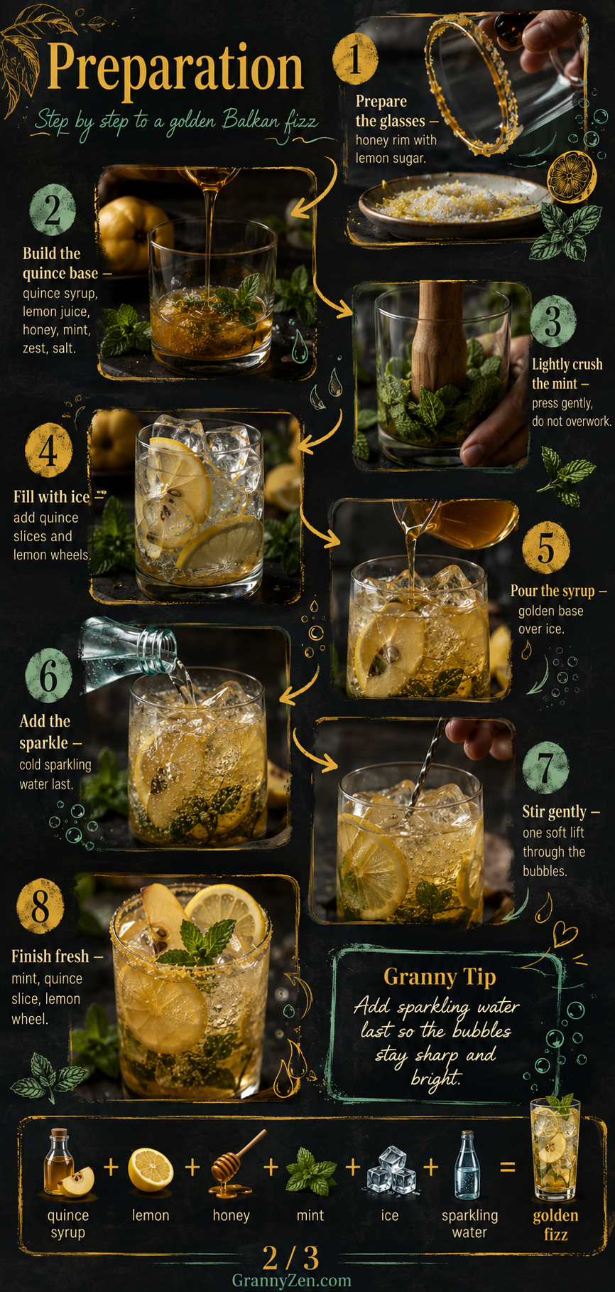 Image for recipe: Balkan Quince Honey Lemon Fizz 🍐✨